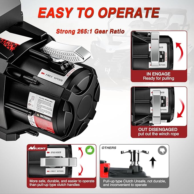 Nilight 12000lbs Electric Winch 12V Waterproof IP68 for Trailer Jeep ATV UTV Truck SUV Towing Portable Winches with Synthetic Rope 3-IN-1 Smart Remote