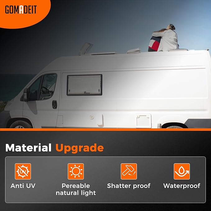 RV Skylight Replacement | 18" x 26" Camper Skylight | RV Shower Skylight Replacement | Fit Standard 14" x 23" Openings | Smoke Gray