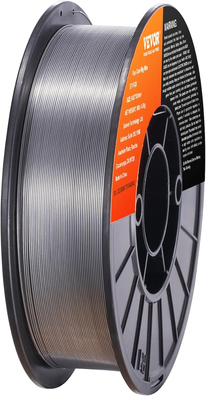 VEVOR Flux Core Welding Wire, E71T-GS 0.030-inch 10LBS, Gasless Mild Steel MIG Welding Wire with Low Splatter for All Position Arc Welding and Outdoor Use