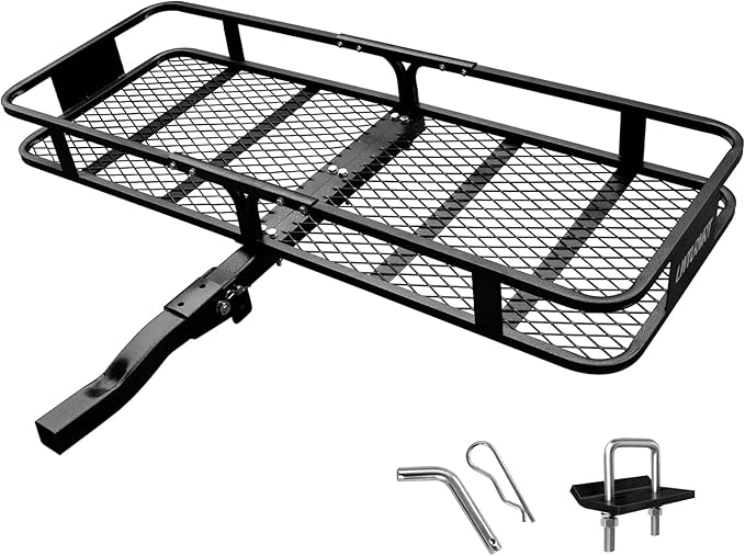 Anti-Abrasion Hitch Cargo Carrier 57"X21"X6",Trailer Rack Mount Steel with High Side Rails for RV's,Trucks,SUV,Vans,Cars 2" Receiver 500lb,Black