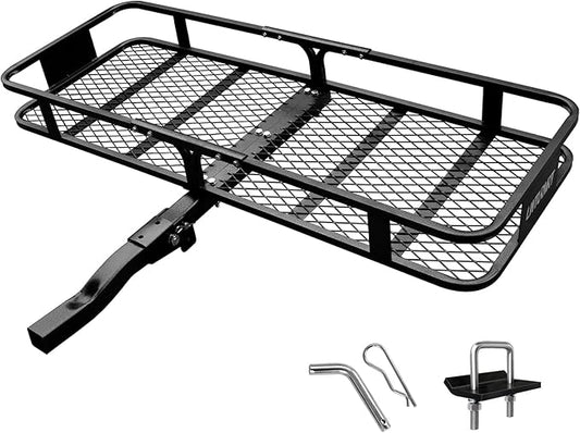 Anti-Abrasion Hitch Cargo Carrier 57"X21"X6",Trailer Rack Mount Steel with High Side Rails for RV's,Trucks,SUV,Vans,Cars 2" Receiver 500lb,Black