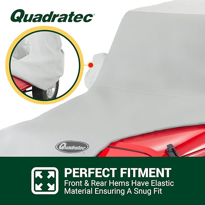 Quadratec Hail Guard 5-Layer Car Cover - Fits Jeep Wrangler JK & JL 2007-2023 - Jeep Cover Jeep Wrangler Cover Jeep Wrangler Rain Cover Jeep Rain Cover - Includes Storage Bag - Quick-Dry Fabric