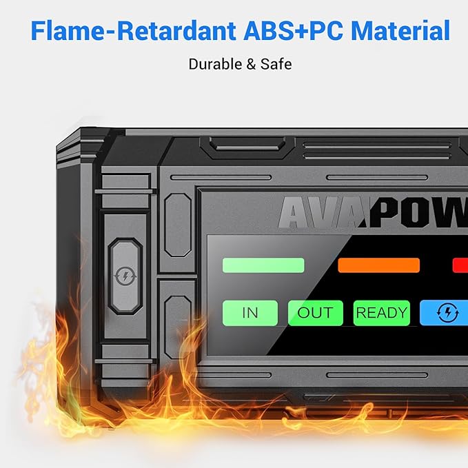 AVAPOW TJ18 5000A Battery Jump Starter Portable with 4" HD Display PD 18W Fast Charging,12V Jump Box, Car Battery Jump Starter for 8.0L Gas & Diesel Engines