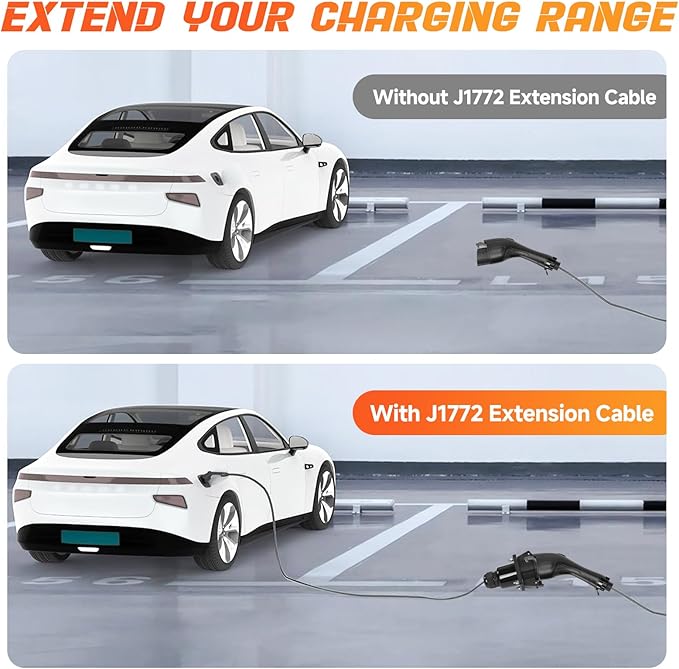 EV Charger Extension Cable, 50Amp 40FT J1772 Extension Cord Compatible with 120V-240V SAE J1772 EV Chargers, Level 1/Level 2 IP66 Heavy Duty Charging Cable for EVs/PHEVs with Carrying Bag