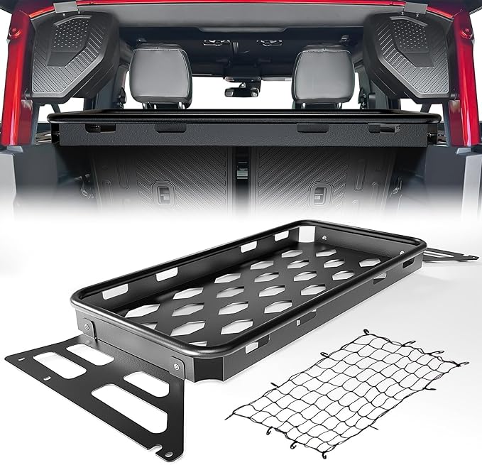 Rear Cargo Rack Basket Compatible with 2021 2022 2023 2024 2025 Ford Bronco 4 Door Hardtops, Interior Luggage Carrier Storage Shelf (Excluding Softtop or Sport)