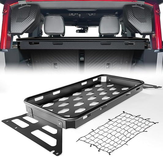 Rear Cargo Rack Basket Compatible with 2021 2022 2023 2024 2025 Ford Bronco 4 Door Hardtops, Interior Luggage Carrier Storage Shelf (Excluding Softtop or Sport)