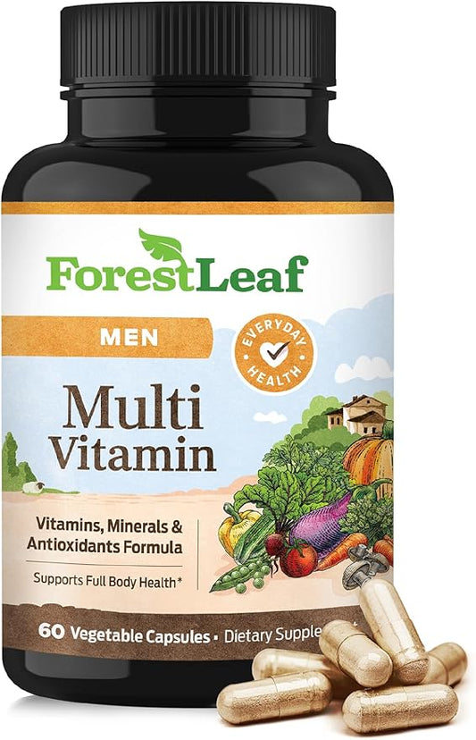 ForestLeaf Daily Vitamin Multivitamin for Men, Multi-Vitamin for Men - Mens Multivitamins & Multiminerals Supplement | All Essential Vitamins Needed for Health, Longevity & Energy | 60 Veg Caps