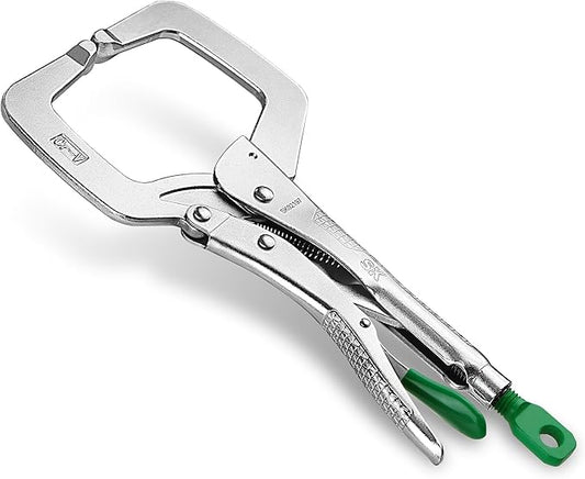 SK 11" C-clamp Locking Pliers with Regular Jaws, Premium CR-V Construction, Ergonomic Anti-slip Handle