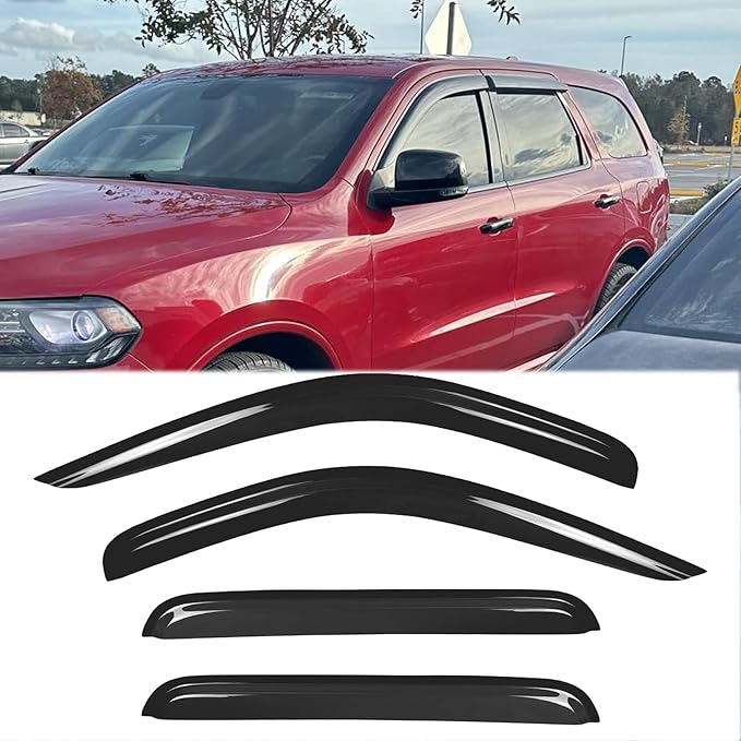 4pcs Original Shatterproof Rainproof Side Window Wind Deflectors for Dodge 98-03 Durango,Outside Mount Rain Guard Sets,Window Visor for Cars,Vent Deflector for 00-04 Dakota Crew(Quad) 94119