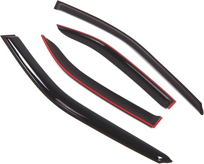 TuningPros Outside Mount Window Vent Visors Rain Guards Compatible with Mitsubishi Mirage Sedan 1997-2001 | Side Window Wind Deflectors Rain Shields | Smoke Tinted, 4 Pcs Set, DGWV-325