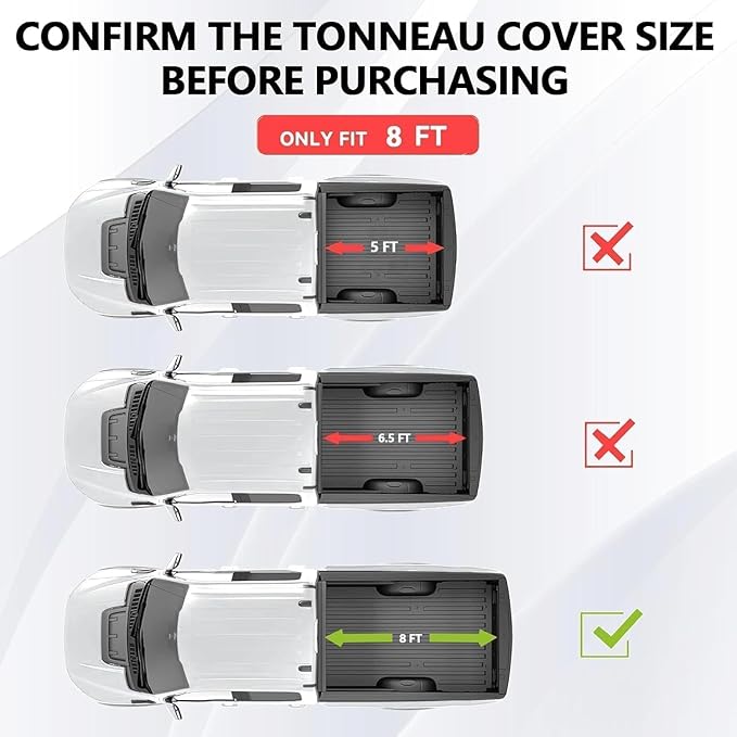 Soft Roll Up Truck Bed Tonneau Cover Fits for 2015-2026 Ford F150 8FT (96") Styleside/Fleetside (Not for Flareside/Stepside) Bed