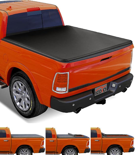 Kikito Vinyl Soft Roll-Up Tonneau Cover Truck Bed for 2019-2025 Ram 1500 New Body (NOT FIT 19-24 Classic) with 6.4ft(76.3in) Bed w/o Rambox