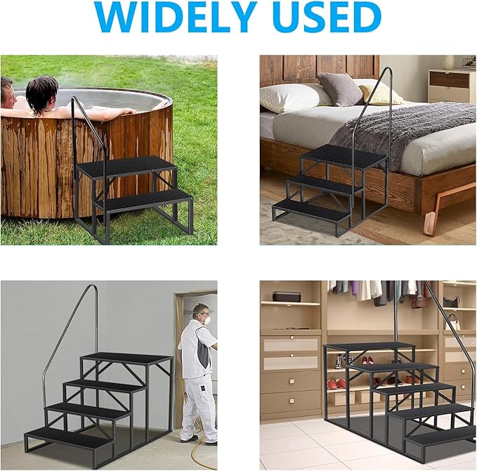 RV Steps with Handrail, 5 Step RV Stairs 660lbs Load Capacity, Heavy Duty Camper Steps with Wide & Anti-Slip Platform, Portable Outdoor Metal Entry Stairs for Hot Tub, Mobile Home, Travel Trailers