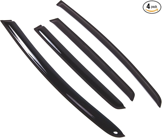 TuningPros Outside Mount Window Vent Visors Rain Guards Compatible with Honda Fit 2015-2016 | Side Window Wind Deflectors Rain Shields | Smoke Tinted, 4 Pcs Set, DGWV-799