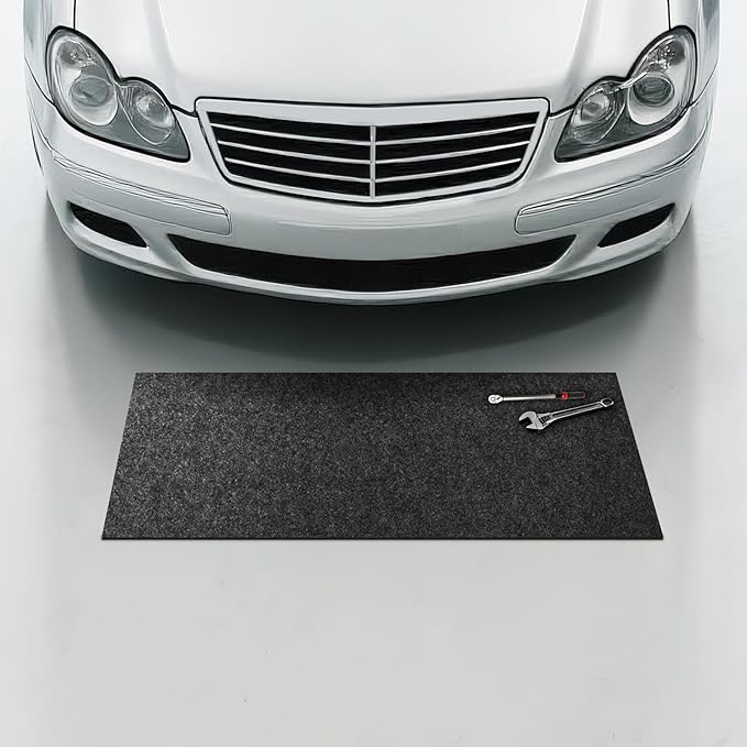 WELKIN Oil Spill Mat (60" x 36"), Absorbent Oil Pad Protects Floor, Garage Floor Mat for Under Car Driveway, Waterproof Backing, Durable & Cuttable