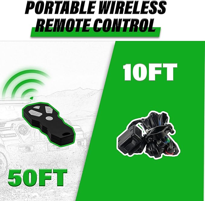 TYT 6500 lb UTV Winch Kit,12 Volt DC Electric Trailer Winch with Wireless Remote and Wired Switch,1/4" x 50FT Synthetic Rope Winch with Rubber Stopper and Mounting Plate