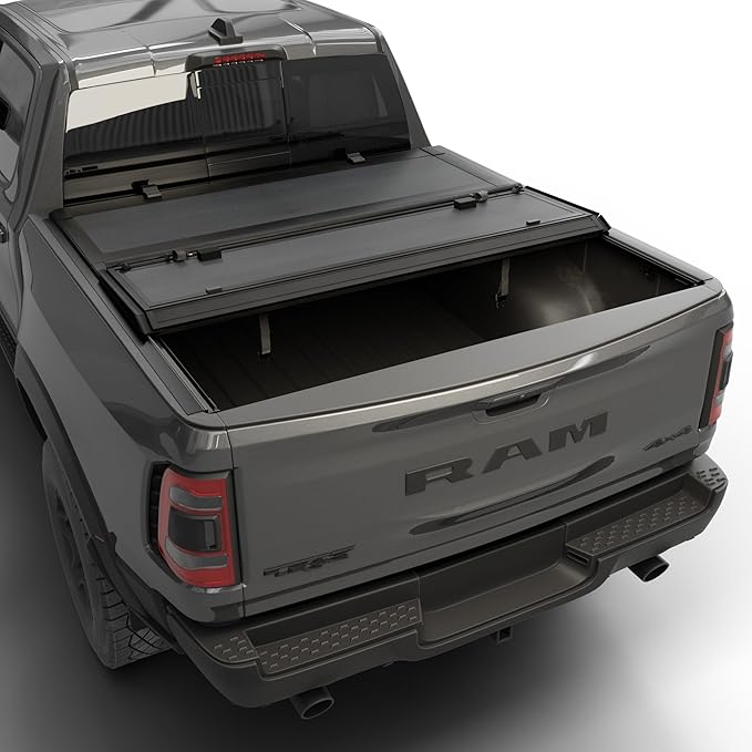 Low Profile Tri Fold Tonneau Cover Fits 2009-2026 Dodge Ram 1500 5'7" Bed Without Ram Box (67.4")