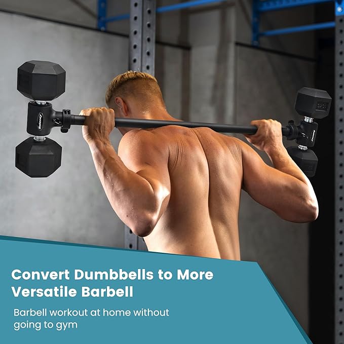 Dumbbell Converter, Convert Dumbbells to Barbell, Dumbbell Barbell Converter Bar, Balency Barbell Bar for Home Gym Workout, Adjustable Weight & Up to 200LB Capacity Weight Barbell for Weight Lifting