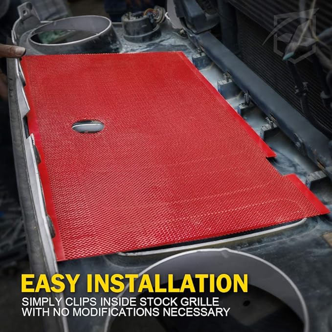 Xprite Red Aluminum Alloy Mesh Grill Insert with Hood Lock Hole Compatible with 2007-2018 Jeep Wrangler JK JKU Stock Grille