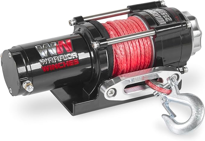 Warrior Winches Ninja 2500 lbs - Premium 12V Electric ATV/UTV Winch with Synthetic Rope, Compact and Powerful 12 Volt ATV Winch - Comes with Wireless Remote - Perfect for ATV, UTV, Boat, Trailer