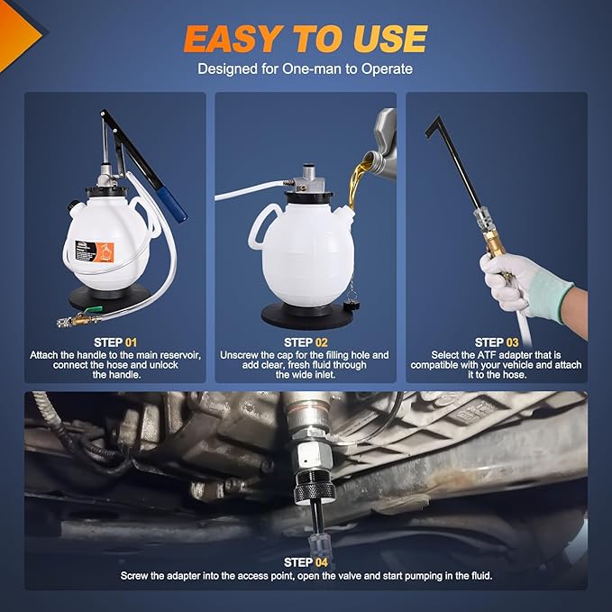 GOOACC Transmission Fluid Pump Kit 7.5L Automotive Manual Oil Pump Extractor ATF Refill Dispenser Transfer Pump with 15 ATF Filler Adapters 2Gal Oil Filling Filler System Fluid Extractor Pump Tool Kit