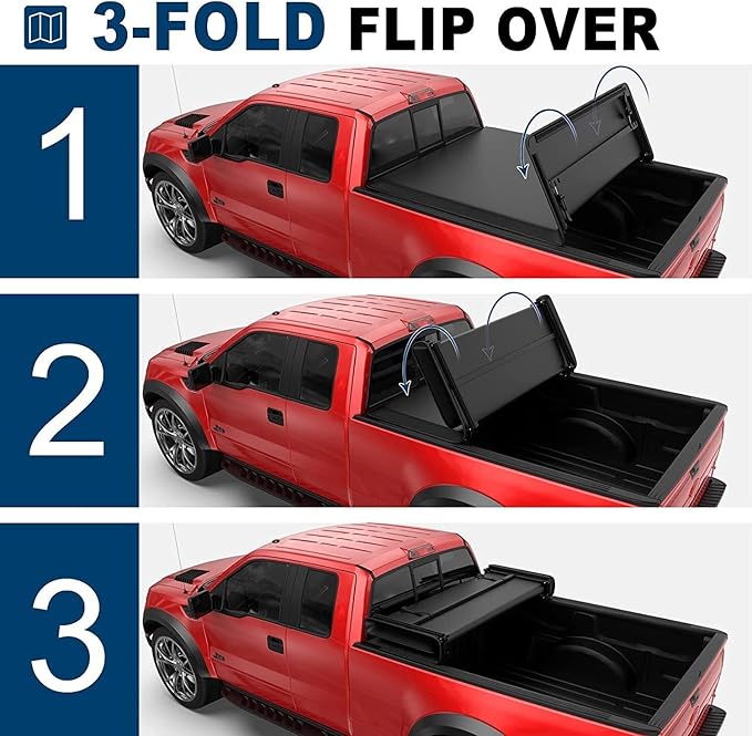 MOSTPLUS Tri-Fold Soft Truck Bed Tonneau Cover On Top Compatible with 2022 2023 2024 2025 Ford Maverick Bed 3 Fold Fleetside (4.5 FT Feet Bed-54.4 inch