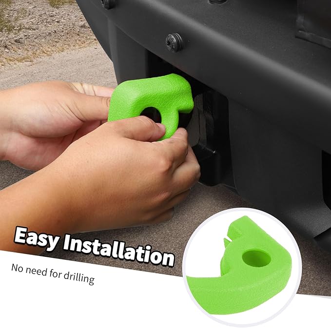 Jimen Fit for Ford Bronco 2021-2024, 2PCS Front Bumper Tow Hook Covers Protector Exterior Accessories (Green)