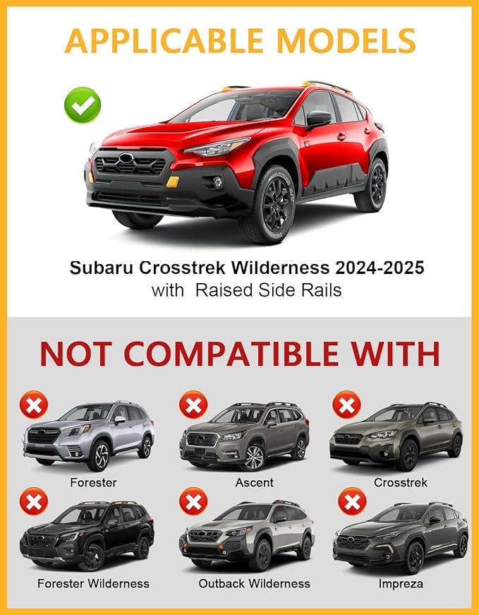 Tuyoung 300lbs Roof Rack Cross Bars Compatible with Subaru Crosstrek Wilderness 2024 2025 2026, Lockable Heavy Duty Aluminum Anti-Theft Metal Lock Roof Rails Crossbars Rooftop Cargo Bars Luggage