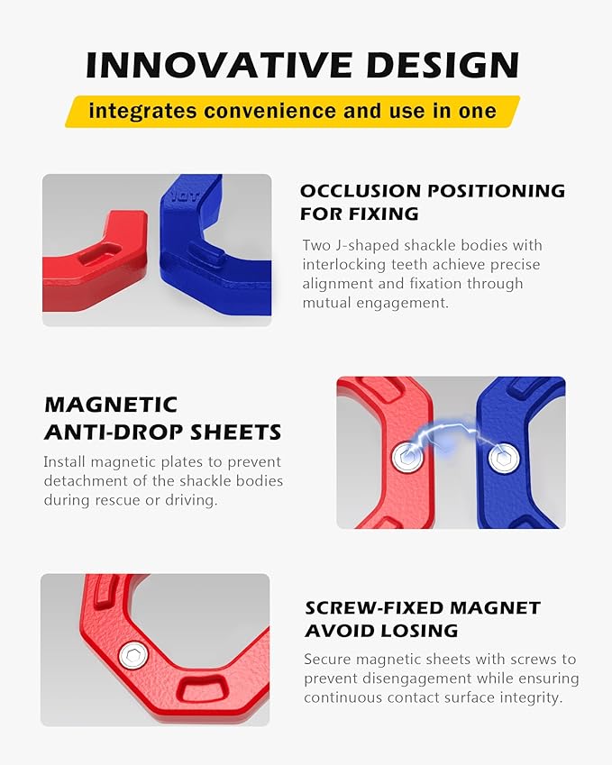 Separate D-Ring Shackles, 2Pack, 3/4" Separate D-Ring Shackles 7/8" Pin, 57320lbs Breaking Strength, Heavy Duty Forged Steel, D-Ring Towing Winch Shackle for Recovery, 4x4 Off-Road, RedBlue