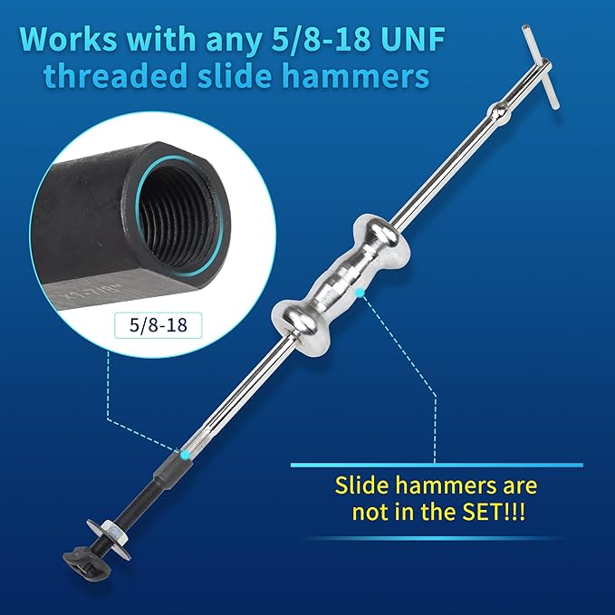 Rear Axle Bearing Puller Tool Set, 3PCS Axle Bearing Puller Extractor, Rear Axle Bearing Removal Tool Kit, Puller Slide Hammer Kit