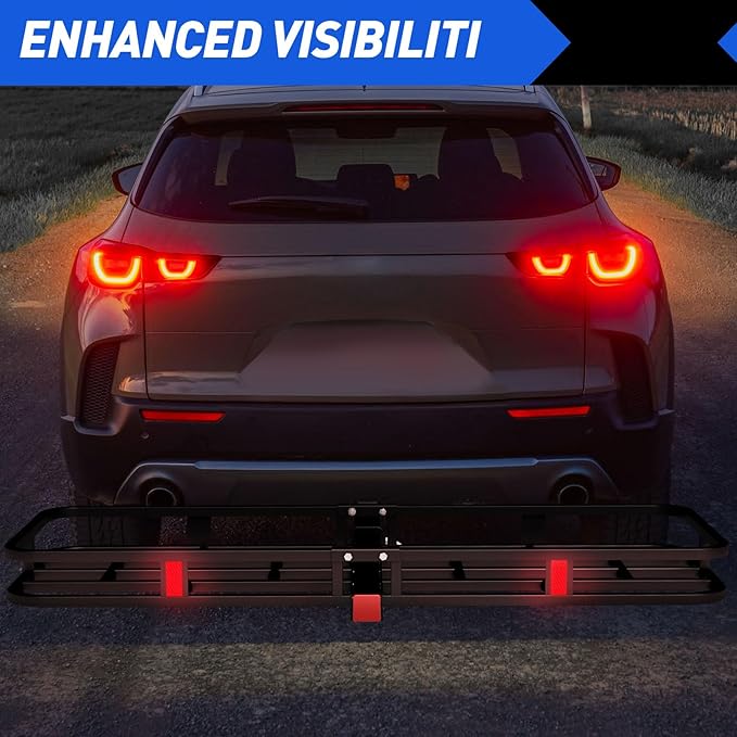 FORWODE 500 LBS Hitch Mount Cargo Carrier Basket, 53"x19"x5" Folding Hitch Cargo Carrier Basket for 2 Inch Receiver, Car Rack Rear Luggage Basket for Car SUV Traveling