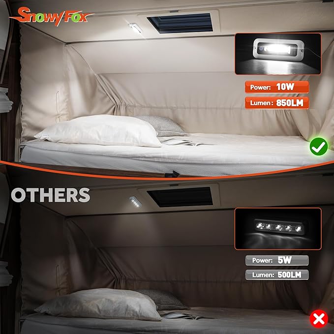 6 Inch RV Lights Interior with Smart Touch Control, LED Utility Awning Light White 6000K, IP68 Waterproof Aluminum for RV Trailers Travel Campers Cabinet SUV Truck MPV Hallway