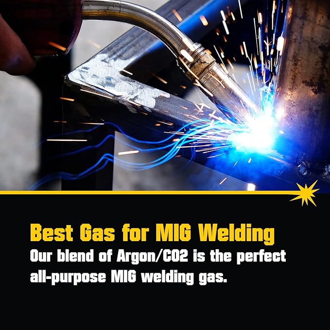 PrimeWeld 75% Argon 25% CO2 Bottle 40CF | DOT 3AA | USA CGA 580 Valve | Best Gas Blend for MIG Welding | Cylinders Full & Ready to Use
