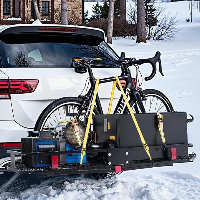 VEVOR 60" x 20" x 6" Hitch Cargo Carrier, 500 lbs Capacity with Cargo Net & Waterproof Cargo Bag, Folding Hitch Mount Cargo Carrier Basket with Hitch Lock for 2" Receiver, Fit for SUVs