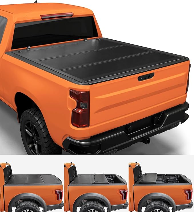 TIPTOP Low Profile Hard Folding Truck Bed Tonneau Cover Fits 2019-2025 Chevy Silverado/GMC Sierra 1500 with 6.6ft (79.4in) |TLX3|