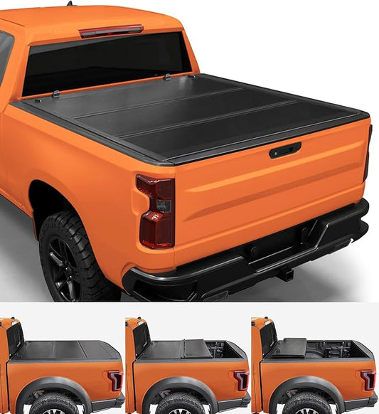 TIPTOP Low Profile Hard Folding Truck Bed Tonneau Cover Fits 2019-2025 Chevy Silverado/GMC Sierra 1500 with 6.6ft (79.4in) |TLX3|