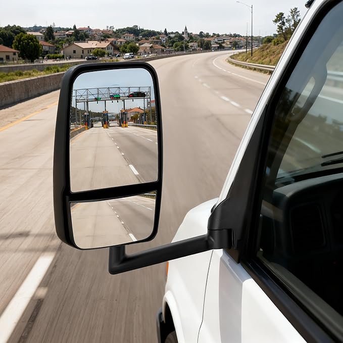DWVO Side Tow Mirrors Compatible with Chevy Express GMC Savana 2003-2019 1500 2500 3500, Door Mirror with Manual Adjustment Folding Towing Mirrors Replacement Set