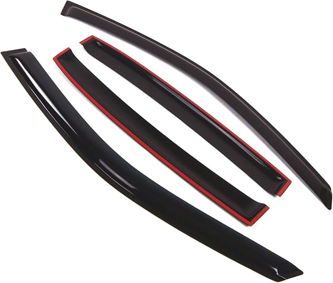 Tuningpros WD2-075 Dark Smoke 4 Pcs Set Window Visor (Outside Mount) Deflector Rain Guard Compatible with 2004-2007 Chevrolet Malibu