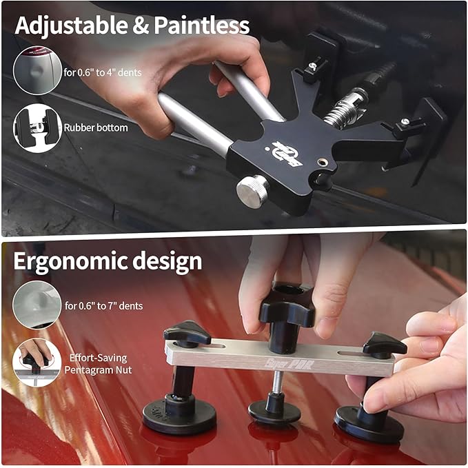 Super PDR Car Dent Puller Kit, 169PCS Paintless Dent Removal Kit, Hail Dent Repair Kit Can Removal 99% of Car Dents in 30 Minutes for Repairing Big Dents, Small Dents, Dings and Hail Damage