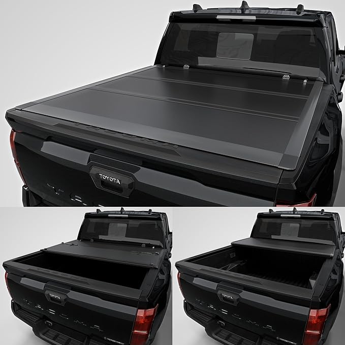 Low Profile Tri-fold Truck Bed Tonneau Cover Compatible with 2016–2023 Toyota Tacoma | 6'2" (73.7") Bed | CFLPX022