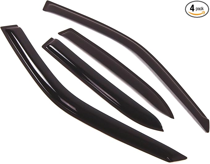 TuningPros Outside Mount Window Vent Visors Rain Guards Compatible with Chevrolet Prizm 1998-2002 | Side Window Wind Deflectors Rain Shields | Smoke Tinted, 4 Pcs Set, DGWV-080-2
