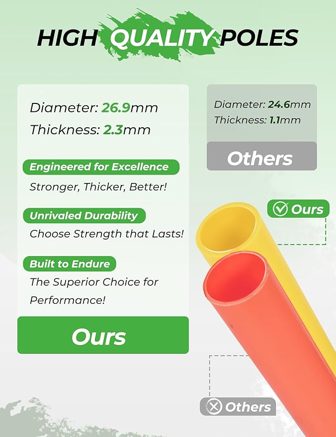 SEAOTTER Soccer Agility Training Poles, 6/10/20Pcs 6FT Adjustable Detachable Sports Speed Training Sticks, Practice Equipment Accessories for Football, Slalom & Rugby, Bending Poles for Horses