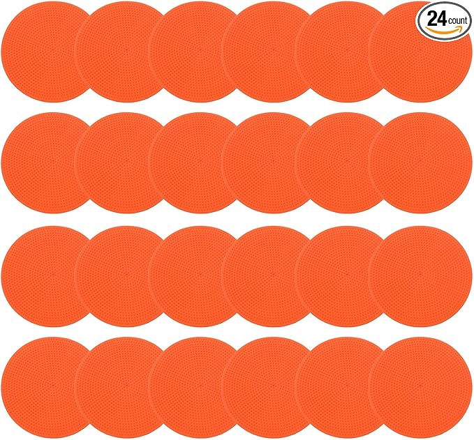 PATIKIL 4 Inch Poly Spot Markers, 24Pcs Non Slip Rubber Floor Dots with Storage Bag Flat Agility Cones for Sports Training Basketball Football