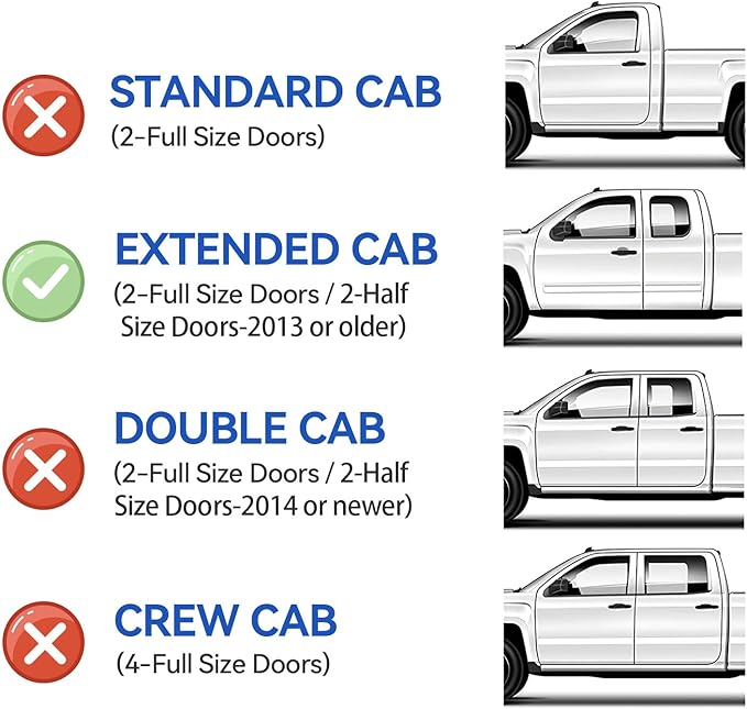Window Rain Guards for 2007-2013 Chevy Silverado & GMC Sierra 1500 for Extended Cab, Window Visor Vent Wind Shade Deflector Shield Protector Sun for 07-14 Silverado & Sierra 2500 HD/ 3500 HD, Tape-on