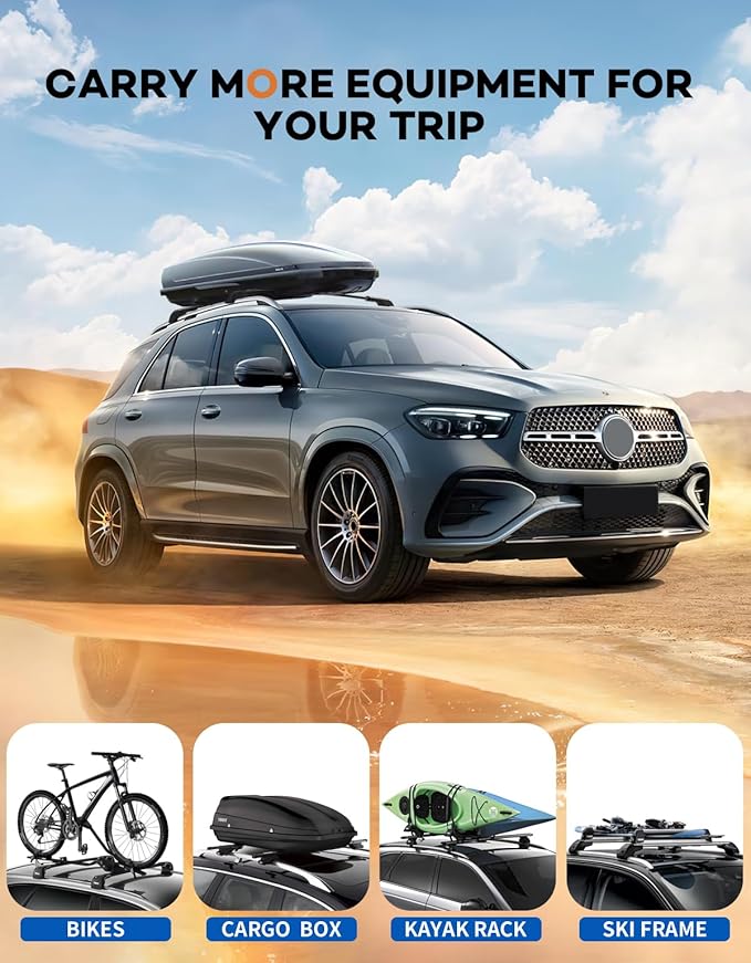 300lbs Roof Rack Cross Bars Compatible with Mercedes Benz GLE 2015-2025 with Raised Side Rails, Heavy Duty Aluminum Lockable Roof Rails Crossbars Cargo (Not for Panoramic sunroof)