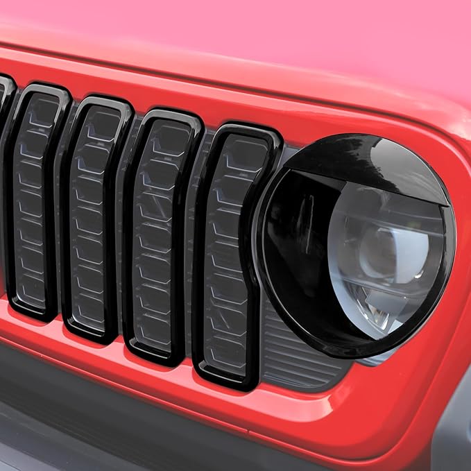Front Grill Inserts Front Headlight Cover Kit fit for Jeep Wrangler JL JLU Gladiator JT 2024+ Exterior Accessories,Black