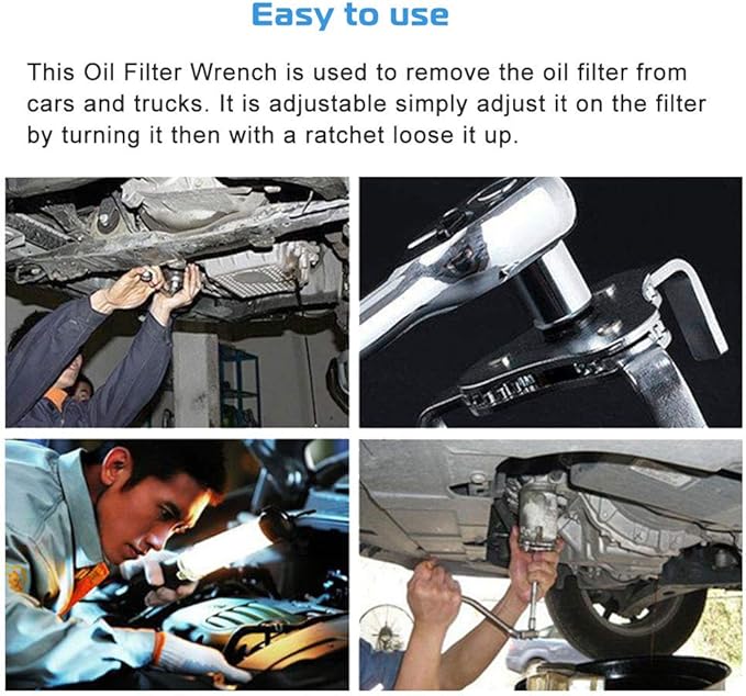 Universal Adjustable Oil Filter Wrench From 2-1/2 inch to 4.5 inch Oil Filter Wrench Tool Set With 3 Jaw