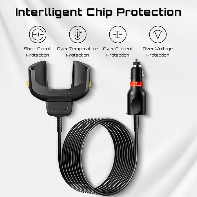 Slim Car Charger Cable for Zebra Symbol Handheld Barcode Scanners - Compatible with TC77, TC70, TC72, TC75, TC70X, TC75X, TC77HL, TC700K - Portable Vehicle Battery Charger, CHG-TC7X-CLA1-01
