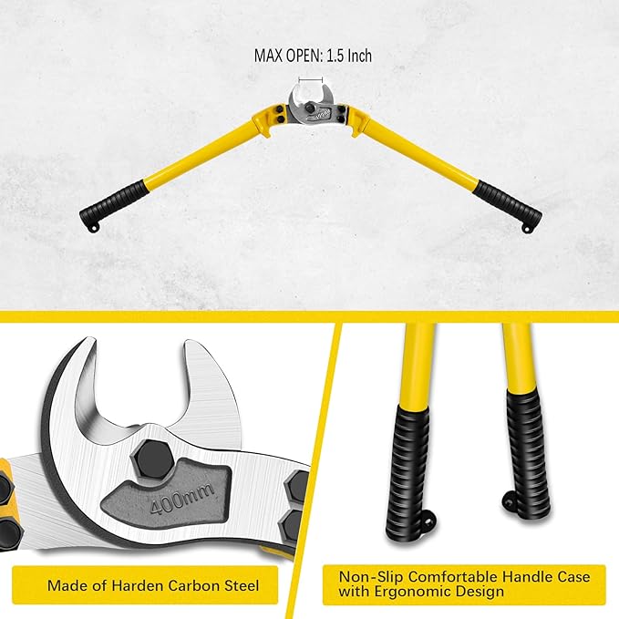 18 Inch Heavy Duty Cable Cutter with Long Handle, Harden Carbon Steel Cable Cutter for Aluminum Cable, Copper Wire and Communication Cables.