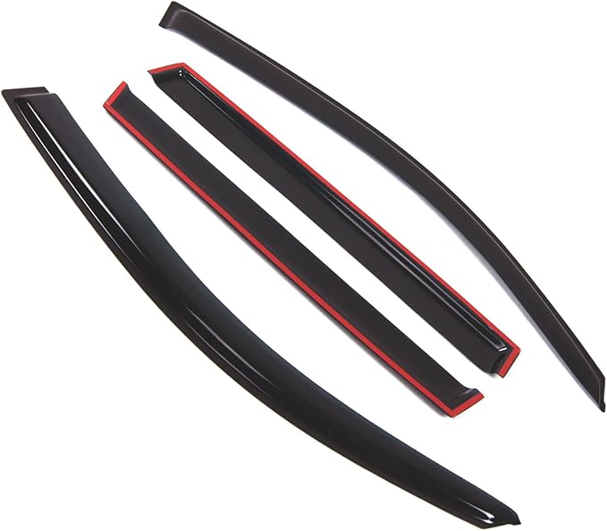 Tuningpros WD2-440 Dark Smoke 4 Pcs Set Window Visor (Outside Mount) Deflector Rain Guard Compatible with 2006-2012 Toyota RAV4